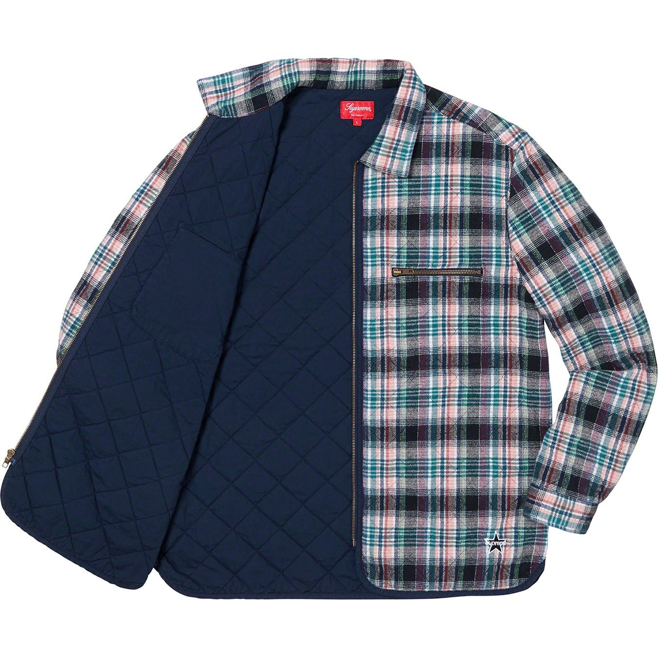 Quilted Plaid Zip Up Shirt view 4